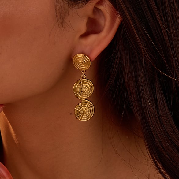 1 Pair Simple Series Daily Geometric Stainless Steel   Gold Color  Women's Dangle Earrings 2