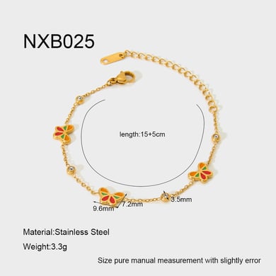 Bracelets tendance en acier inoxydable pour femme avec papillons colorés h5 