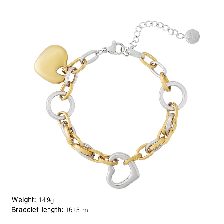 Radiant Heart Stainless Steel Gold Color Women's Charm Bracelets Picture2