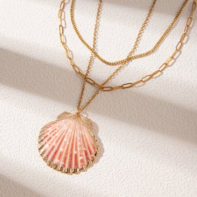 Collana da donna in acciaio inossidabile con ciondolo a conchiglia della serie Ocean h5 