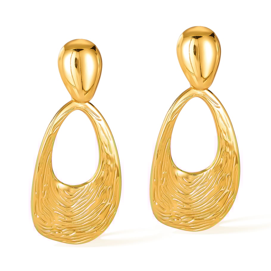 1 paio di orecchini pendenti ovali retrò in acciaio inossidabile color oro da donna 