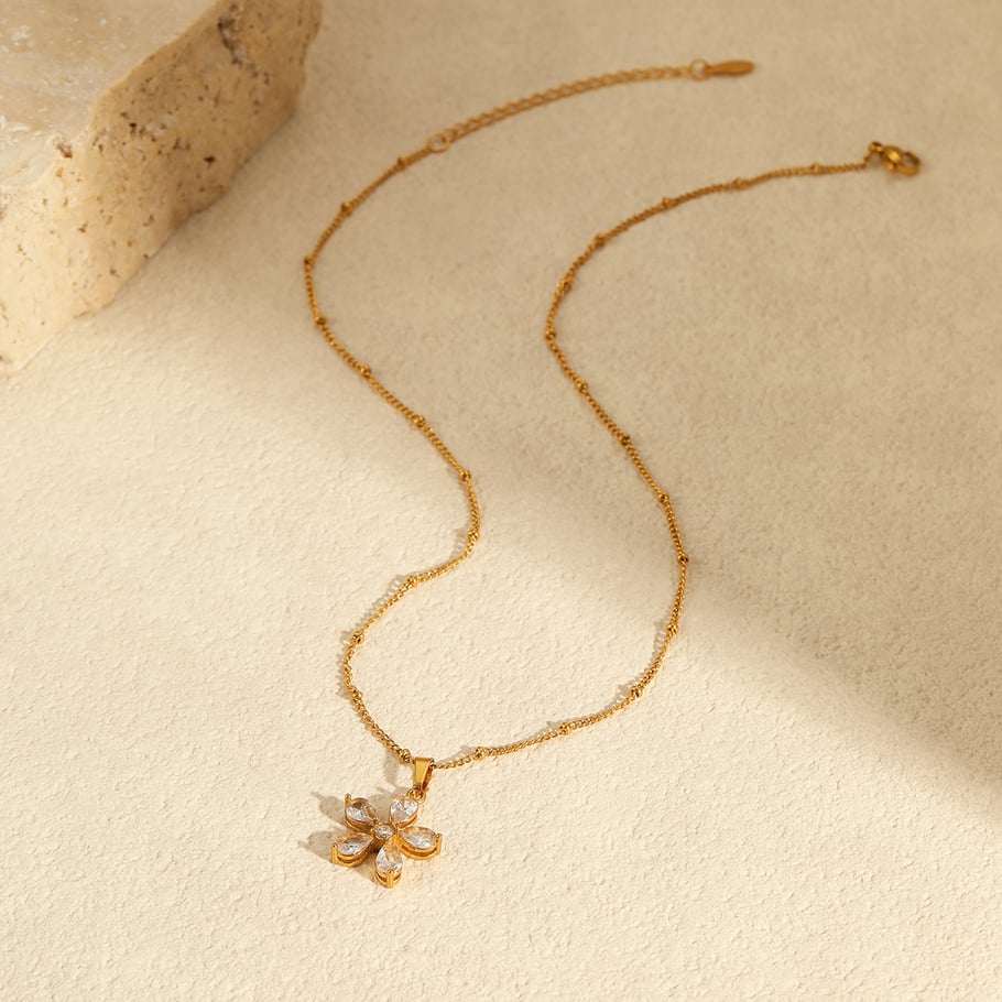 Einfache Serie Elegante Blume Edelstahl Damen Anhänger Halsketten Bild3