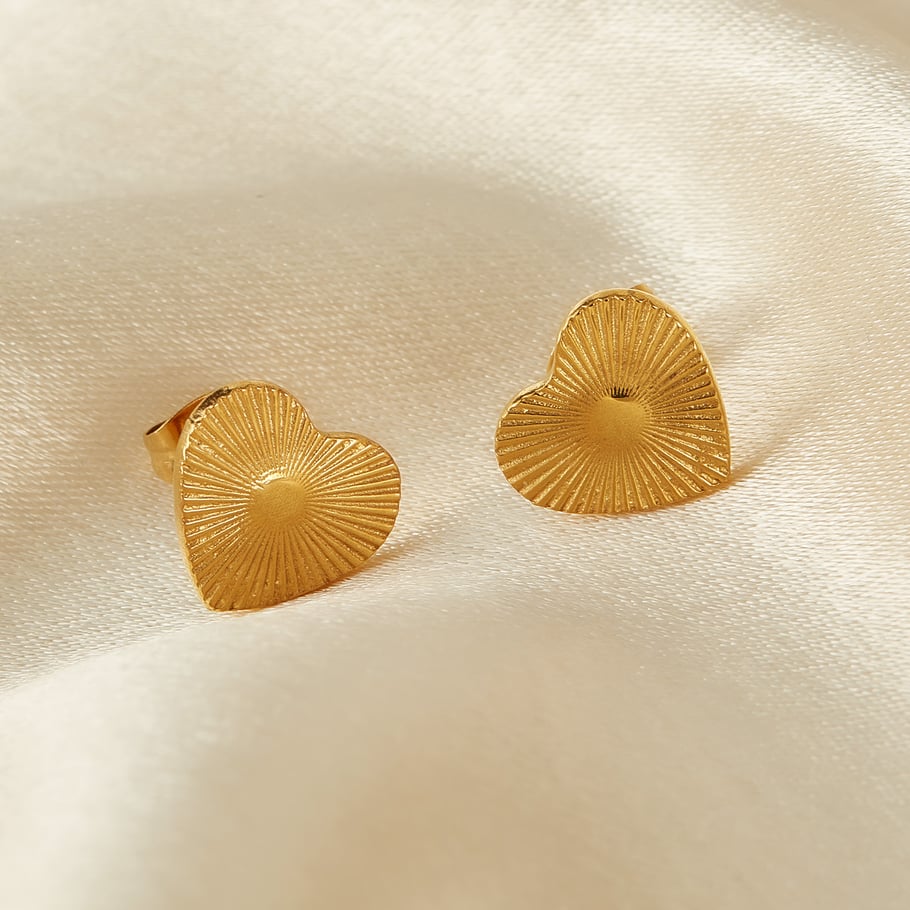 1 Paar Simple Series Daily Heart Edelstahl Goldfarben Damen Ohrstecker Bild4