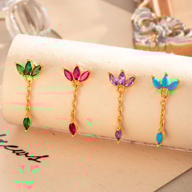 1 Pair Simple Series Simple Geometric Copper   Gold Color  Zircon Women's Piercings Earrings h5 Picture6