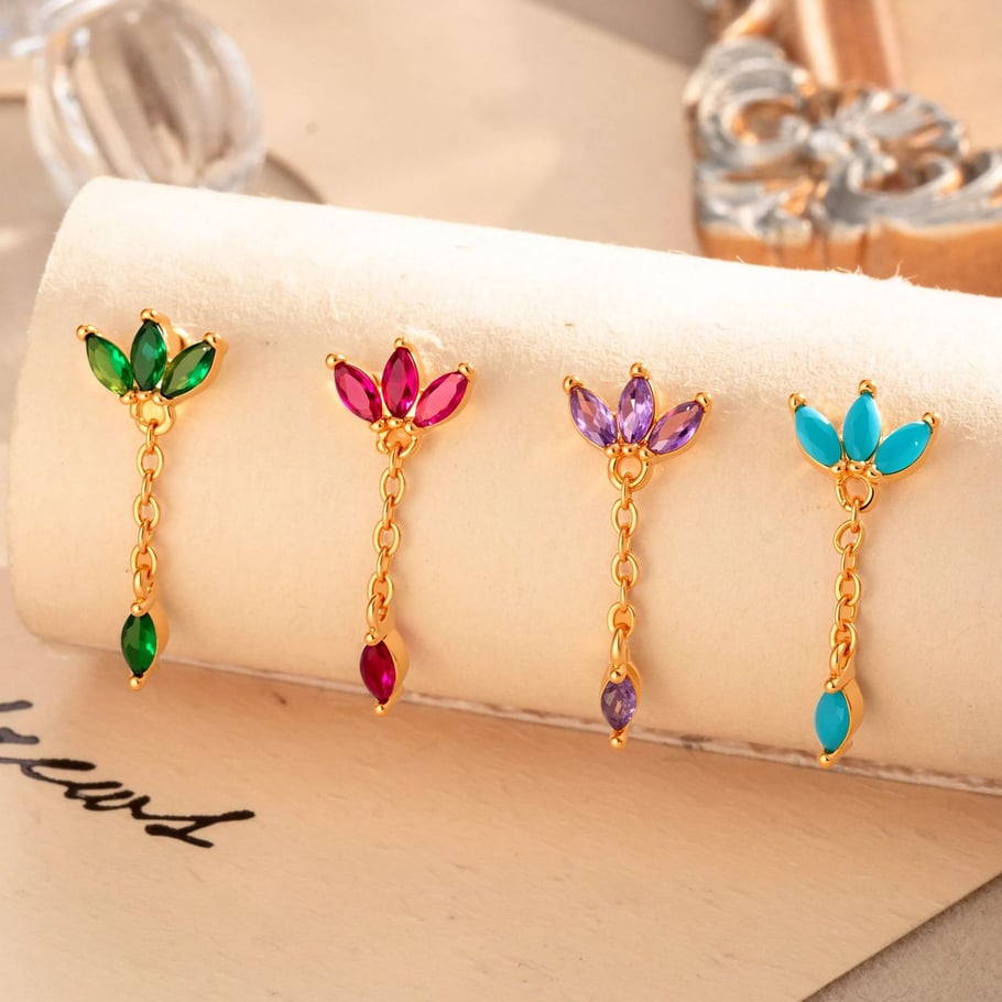 1 Pair Simple Series Simple Geometric Copper   Gold Color  Zircon Women's Piercings Earrings Picture6