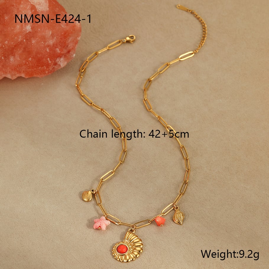 Collares de acero inoxidable para mujer de la serie Ocean de diseño simple Imagen2