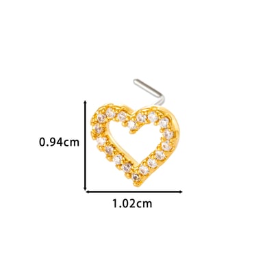 1 pièce de piercing de nez en forme de cœur en cuivre doré et zircon pour femme h5 Image2