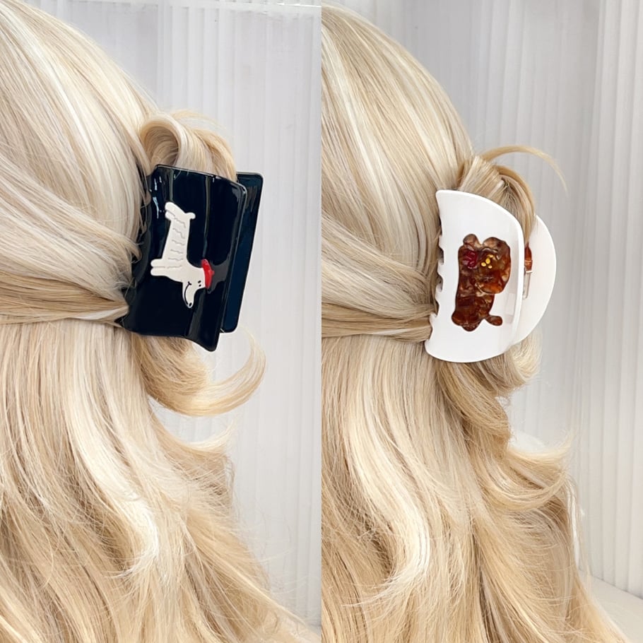 Pinces à cheveux pour femmes en acétate, design créatif et avancé, mignonnes et de dessin animé Image2
