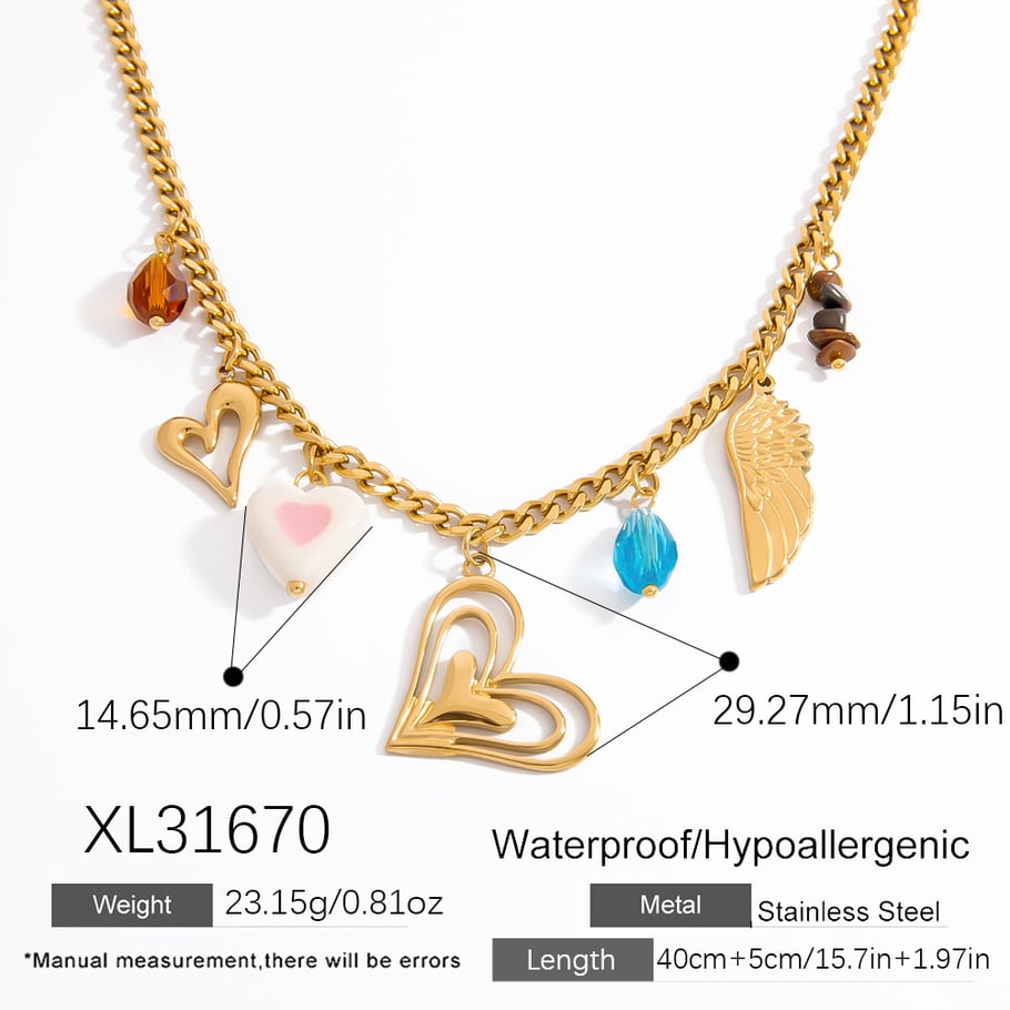 Sweet Heart Swing Stainless Steel Gold Color Women's Pendant Necklaces Picture2