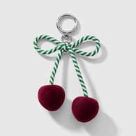 1 Burgundy suede cherry keychain Picture2