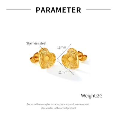 1 Paar Simple Series Daily Heart Edelstahl Goldfarben Damen Ohrstecker h5 Bild2