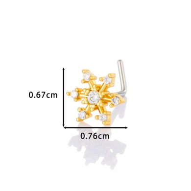 1 piercing de nez flocon de neige en cuivre doré et zircon pour femme h5 Image2