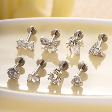 1 Pair Simple Series Daily Bow Knot Copper   Gold Color  Zircon Women's Piercings Earrings h5 Picture6
