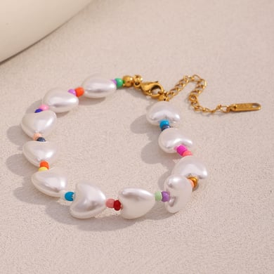 Collane con perline in acrilico a forma di cuore dolce della serie romantica da donna h5 Immagine4