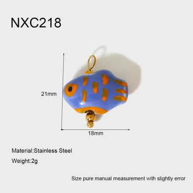 1 Pair Simple Series Cute Turtle Ceramics   Gold Color  Unisex Pendants h5 