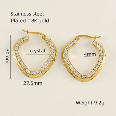 Orecchini a cerchio classici in acciaio inossidabile color oro h5 Immagine2