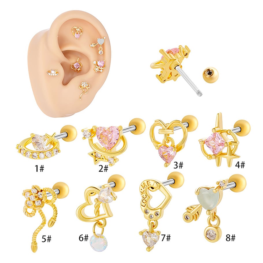 1 Piece Chic Heart Titanium Steel Zircon Women's Stud Earrings h5Picture5