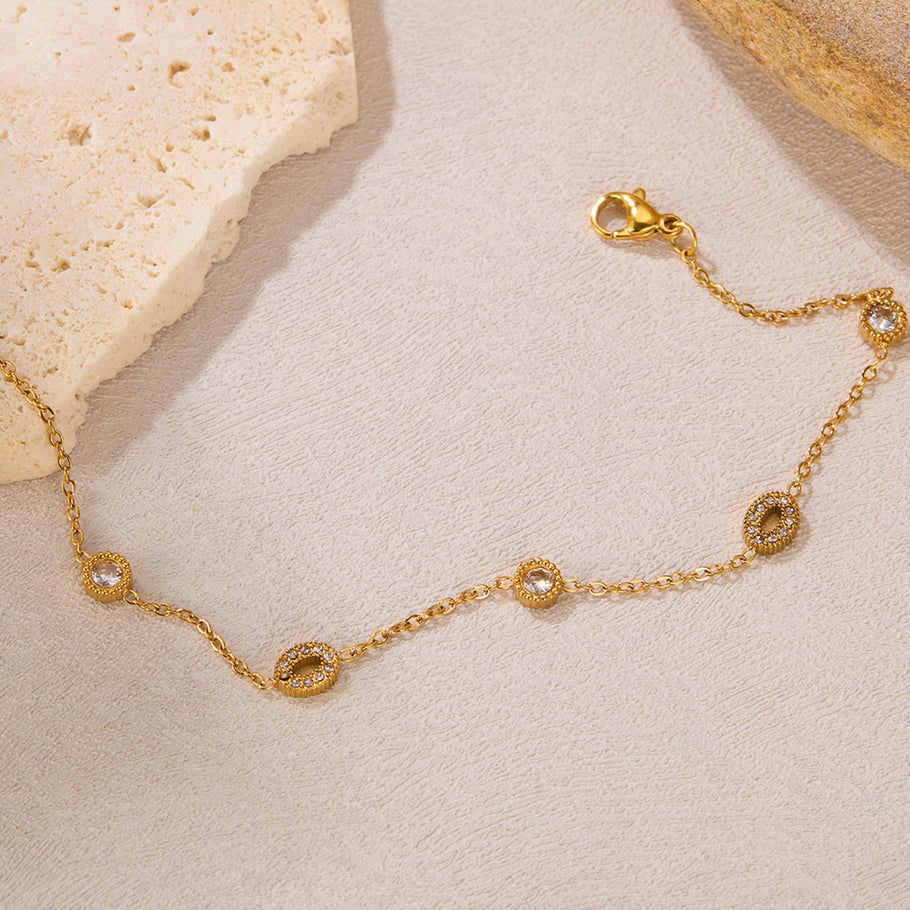 1 Paar Simple Series Tägliche geometrische Edelstahl Goldfarbene Damen-Kettenarmbänder Bild6