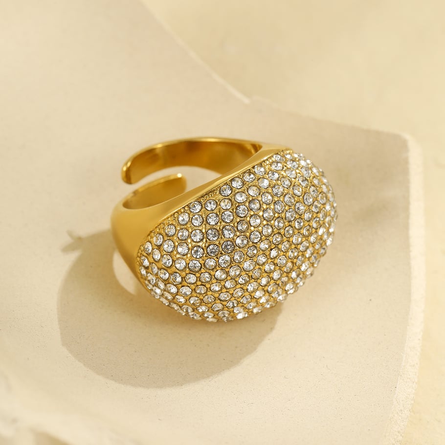 1 Paar Statement-Ringe aus der luxuriösen Serie „Daily Geometric“ aus Edelstahl in Goldfarbe Bild4