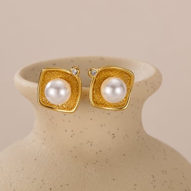 1 Paar Simple Series Tägliche geometrische Edelstahl Goldfarbene Damen-Ohrstecker h5 Bild4