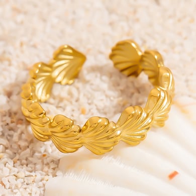 Muschel Edelstahl Gold Farbe Minimalistische Ringe h5 Bild5