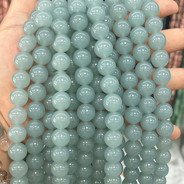 1 hilo de cuentas de joyería de piedras naturales anulares verdes transparentes