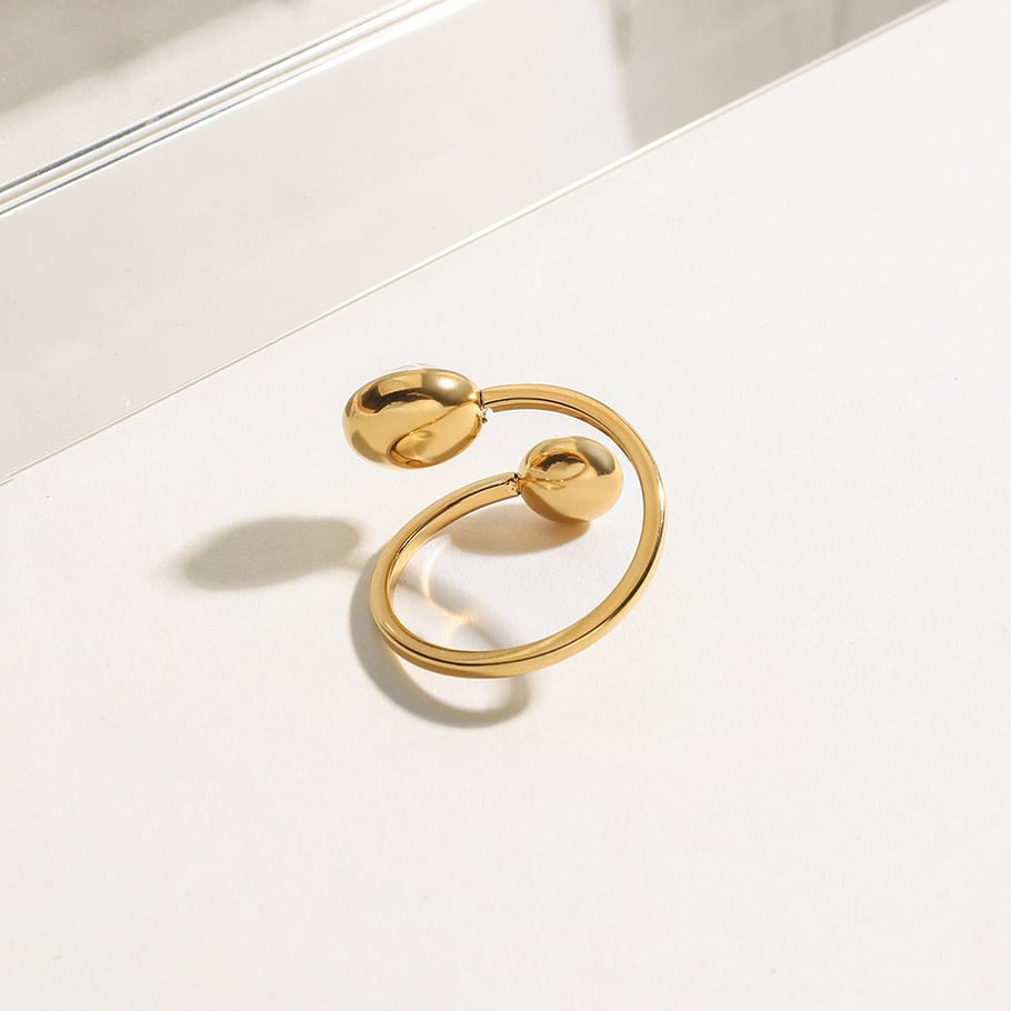 Simple Stainless Steel Gold Color Gemstone Rings h5Picture6