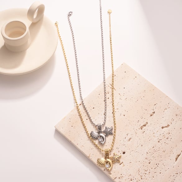Oceanic Dolphin Stainless Steel Gold Color Women's Pendant Necklaces