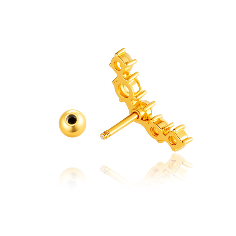 1 Çift Basit Seri Basit Kalp Bakır Altın Rengi Zirkonyum Kadın Piercing Küpe Resim7