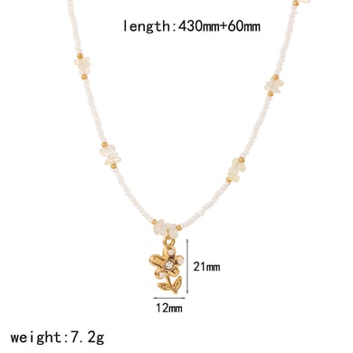 Collares colgantes de acero inoxidable color dorado con flores románticas h5 Imagen2