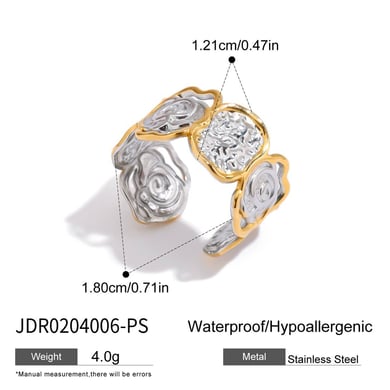 Statement-Ringe aus Edelstahl mit Retro-Blumenmotiv in verschiedenen Farben h5 Bild2