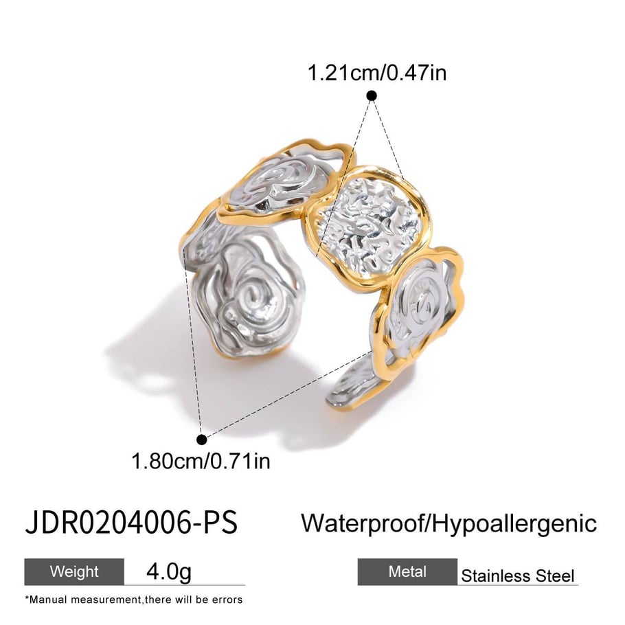 Statement-Ringe aus Edelstahl mit Retro-Blumenmotiv in verschiedenen Farben Bild2
