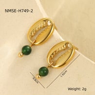 NMSE-H749-2 Yeşil Kabuk Küpeler Resim8