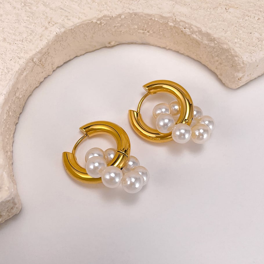 1 Paar einfache Serie täglich geometrische Edelstahl Gold Farbe Damen Tropfen Ohrringe Bild5