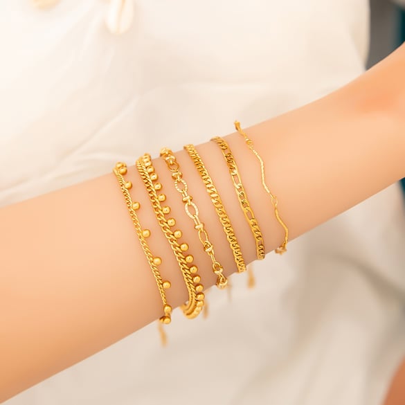 Bracelets à chaîne en acier inoxydable doré pour femmes, série simple, à faire soi-même au quotidien 2