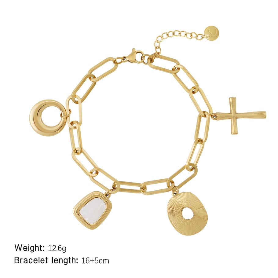 Classic Elegant Geometric Stainless Steel Gold Color Women's Charm Bracelets Picture2