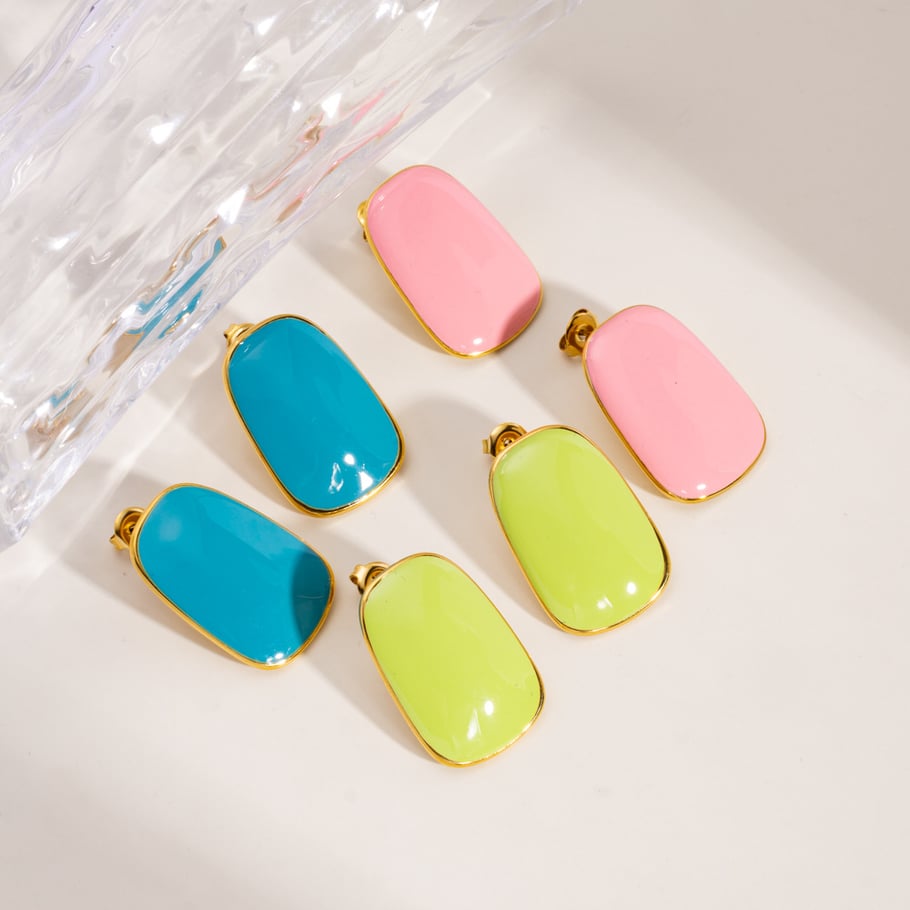 Simple Series Casual Solid Color Stainless Steel Women's Stud Earrings h5Picture4