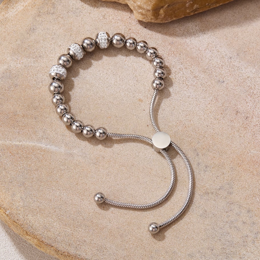 1 bracelet quotidien en acier inoxydable doré pour femme avec perles Image3