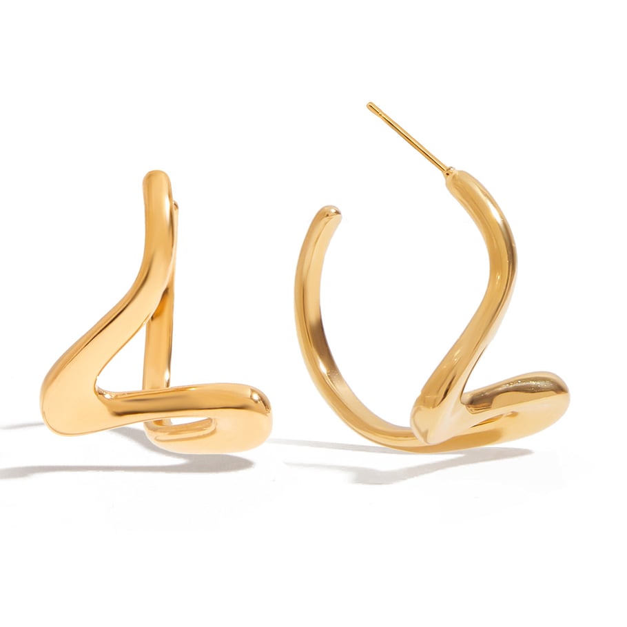 Boucles d&#39;oreilles pendantes simples en acier inoxydable couleur or 