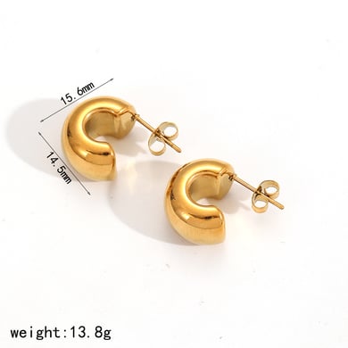 Pendientes sencillos de acero inoxidable color dorado h5 Imagen2