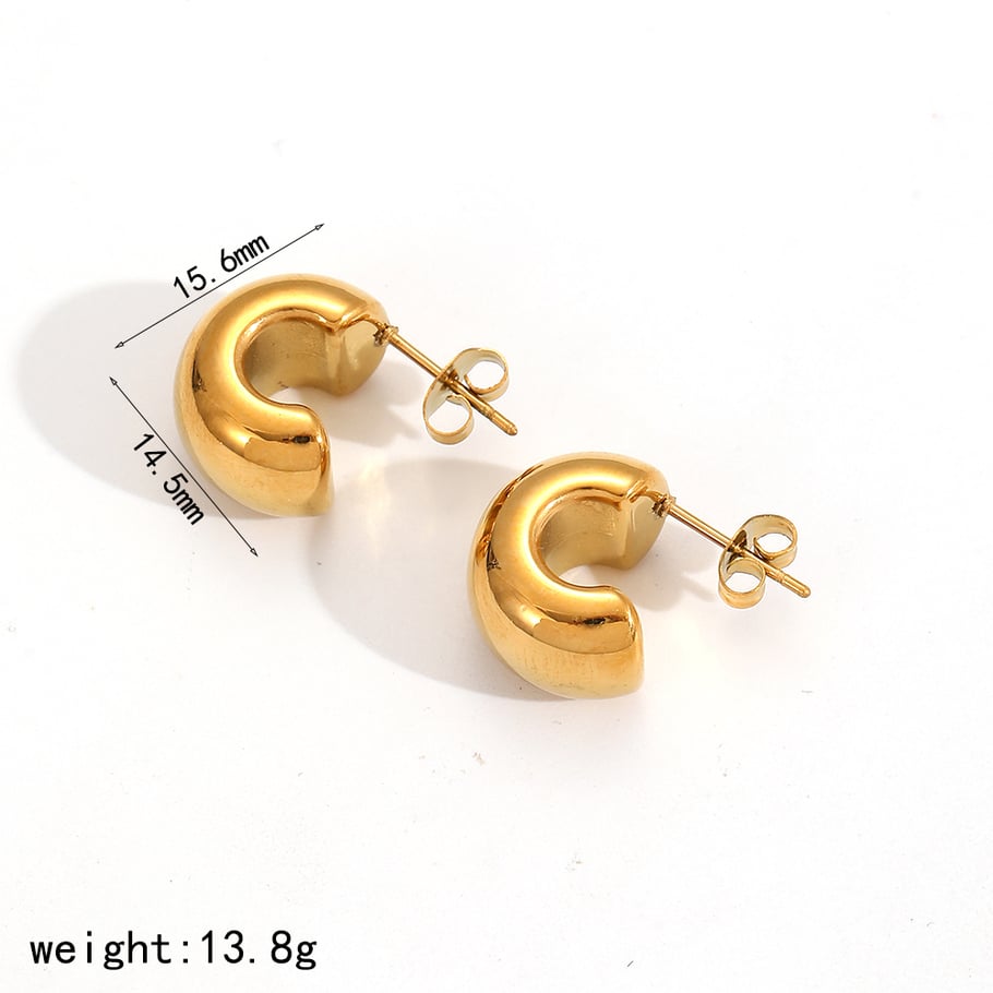 Pendientes sencillos de acero inoxidable color dorado Imagen2