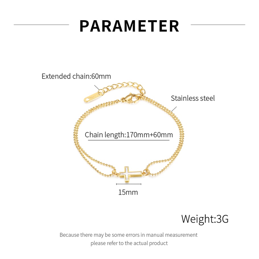 Bracelet chaîne simple en acier inoxydable couleur or pour femme, 1 pièce Image7