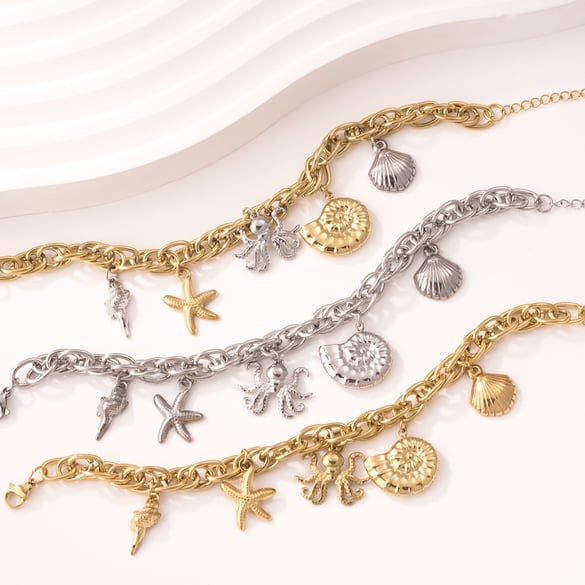 Braccialetti con ciondolo da donna in acciaio inossidabile color oro Octopus Oceanic