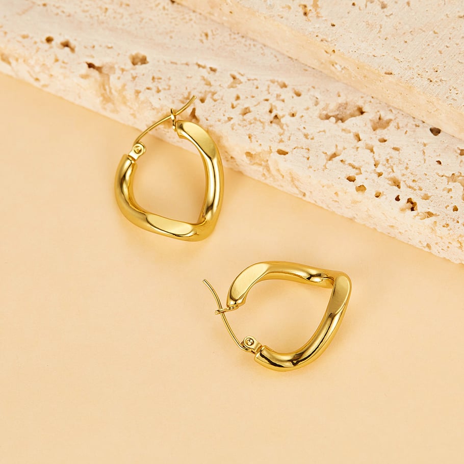 1 Paar einfache Serie süße geometrische Edelstahl Gold Farbe Damen Ohrstecker Bild8