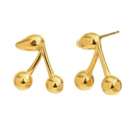 Orecchini piccoli a forma di ciliegia - Oro 