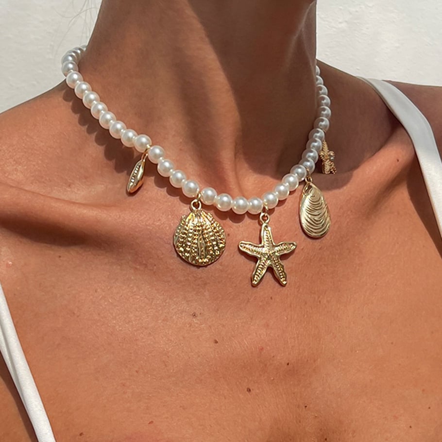 Ins Style Oceanic Alloy Beaded Necklaces Picture3