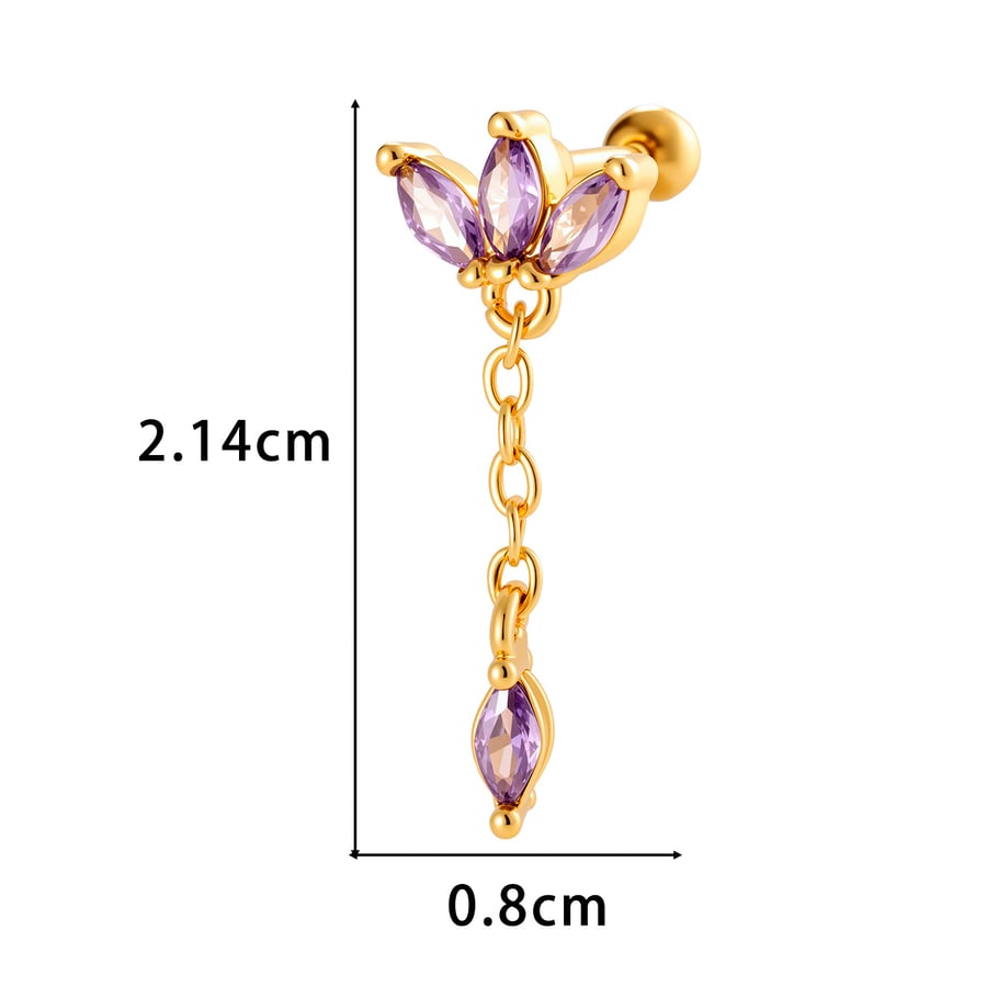 1 Pair Simple Series Simple Geometric Copper   Gold Color  Zircon Women's Piercings Earrings Picture2