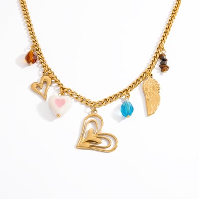 Sweet Heart Swing Stainless Steel Gold Color Women's Pendant Necklaces h5 Picture6