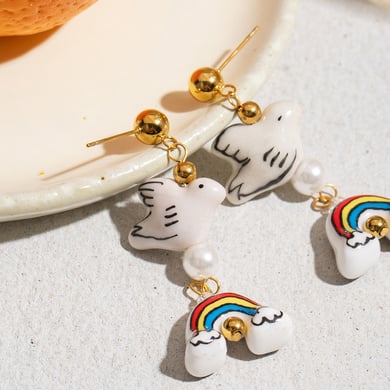 Cute Animal Stainless Steel Gold Color  Drop Earrings h5 Picture5