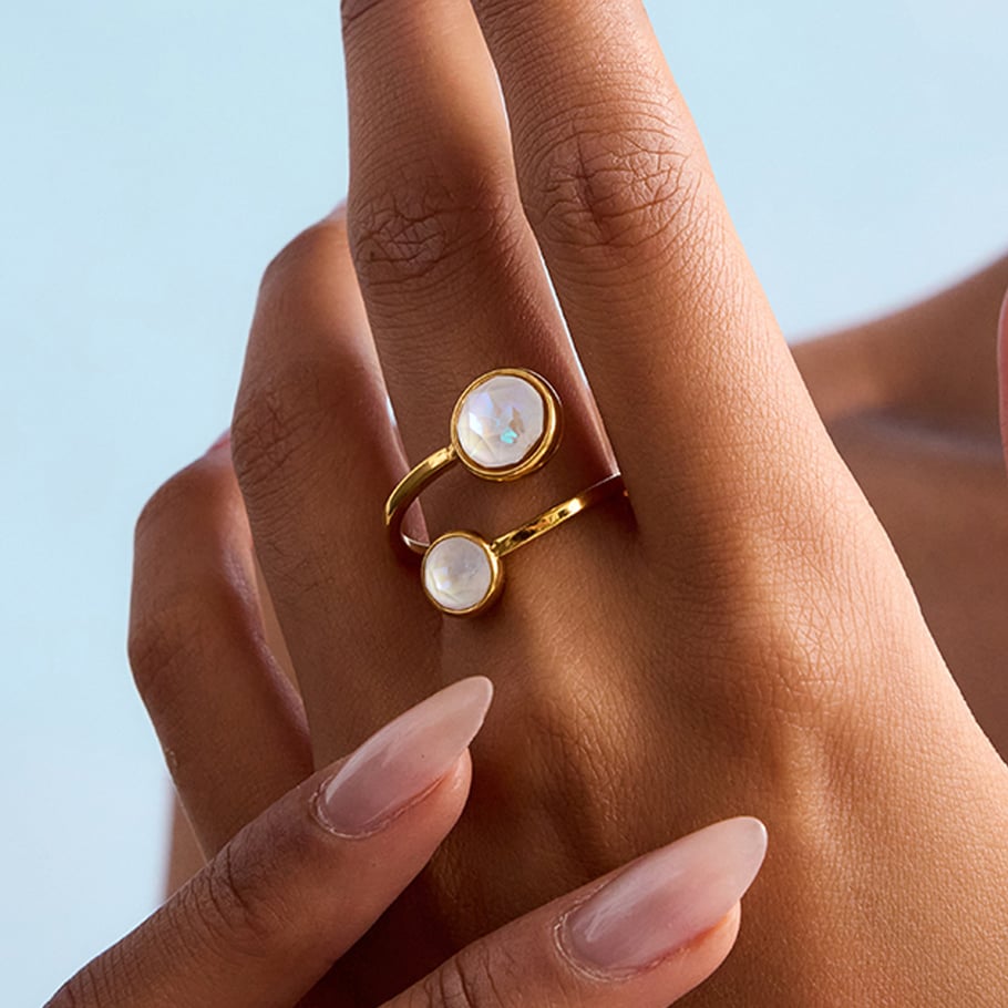 Simple Stainless Steel Gold Color Gemstone Rings h5Picture3